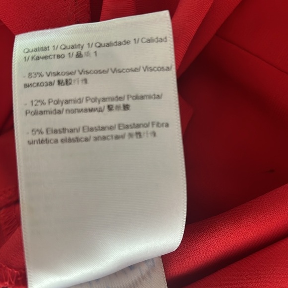 Escada Sz 40 Poppy Red Rouched Back Short Sleeve Front Zip Stretch Poly Dress - Picture 9 of 9